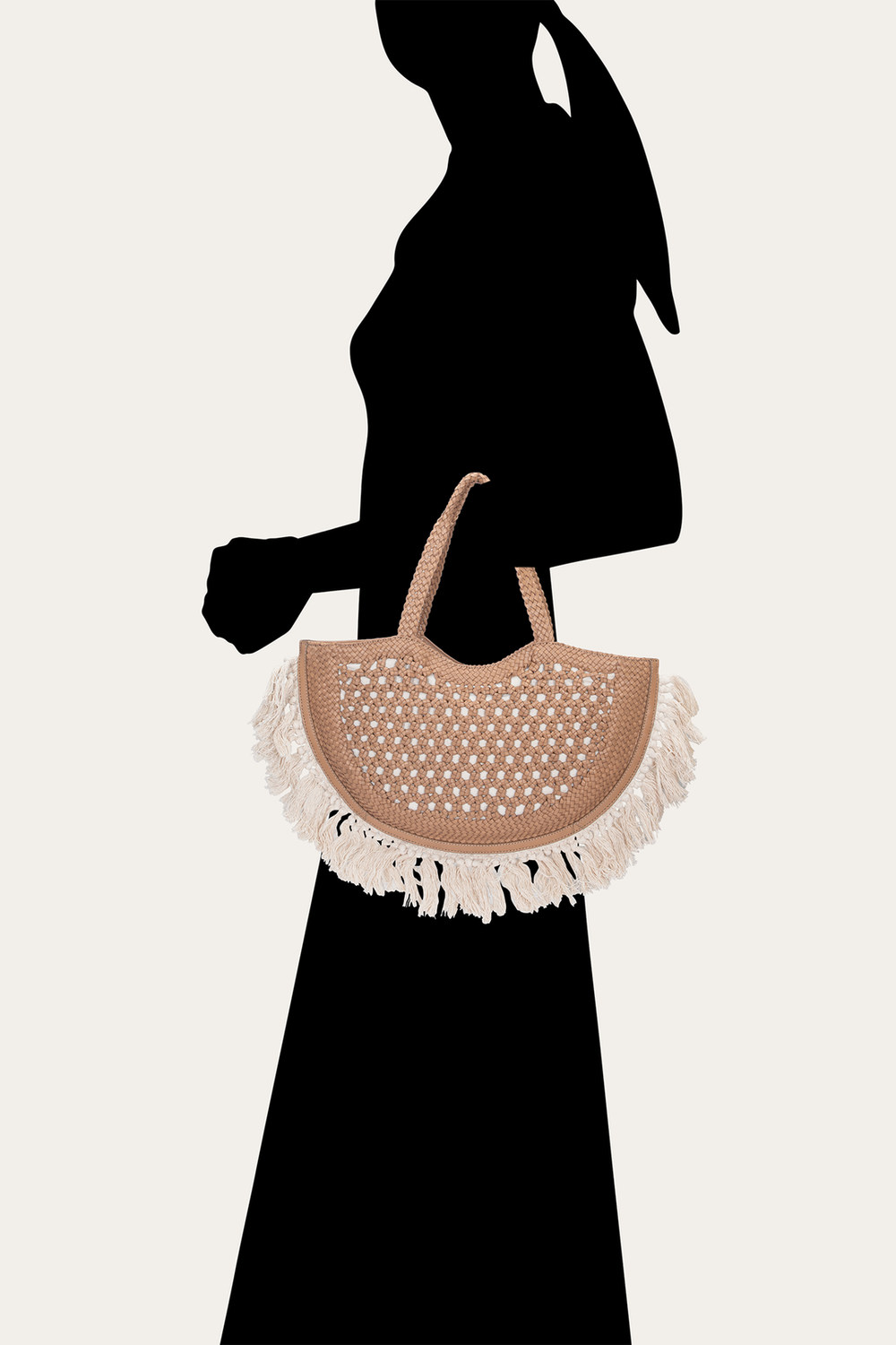 Women's Ella Tassel Tote Bag in Beige