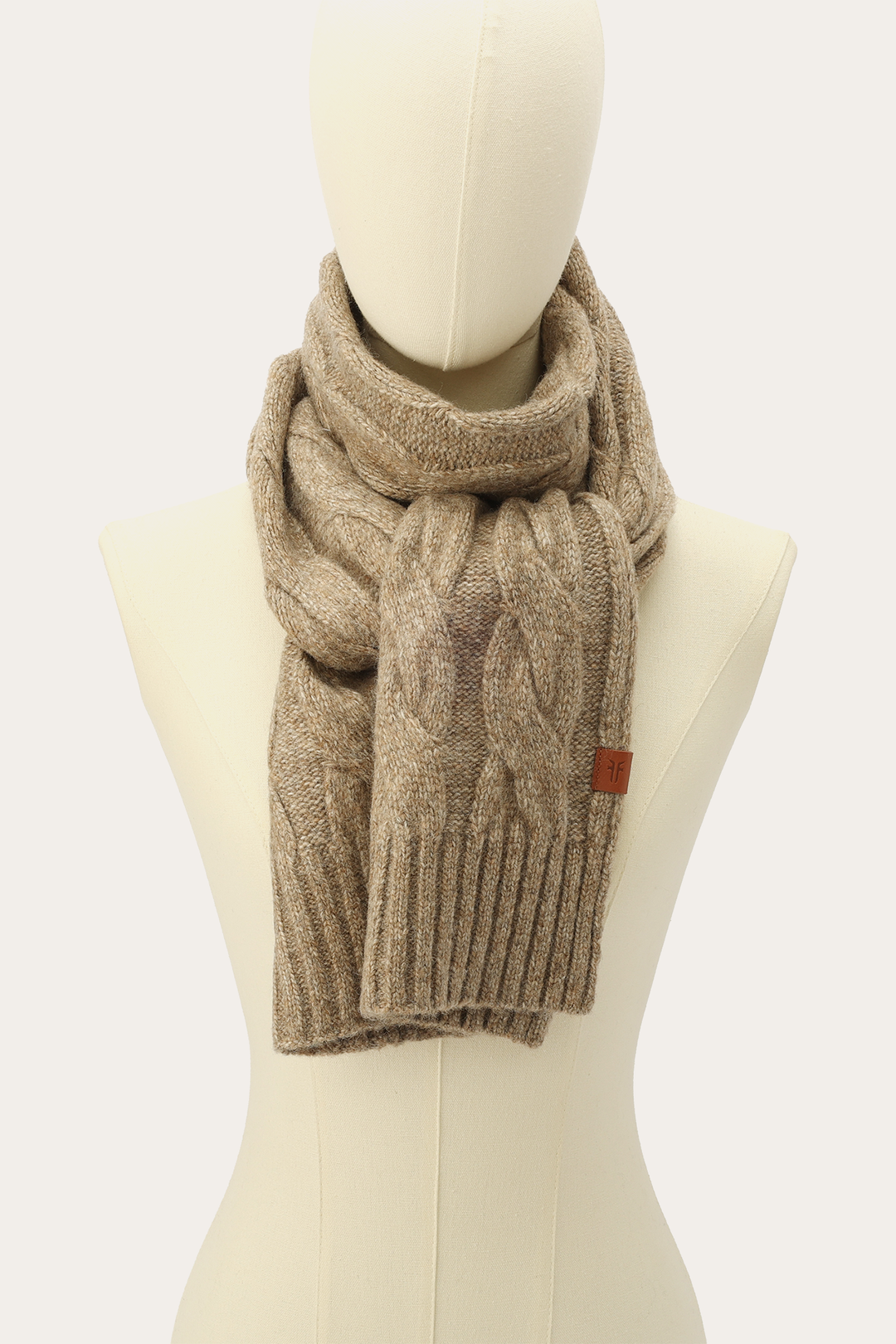 Burnt Olive Wide Cable Scarf