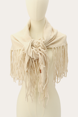 Birch Long Fringe Triangle Scarf