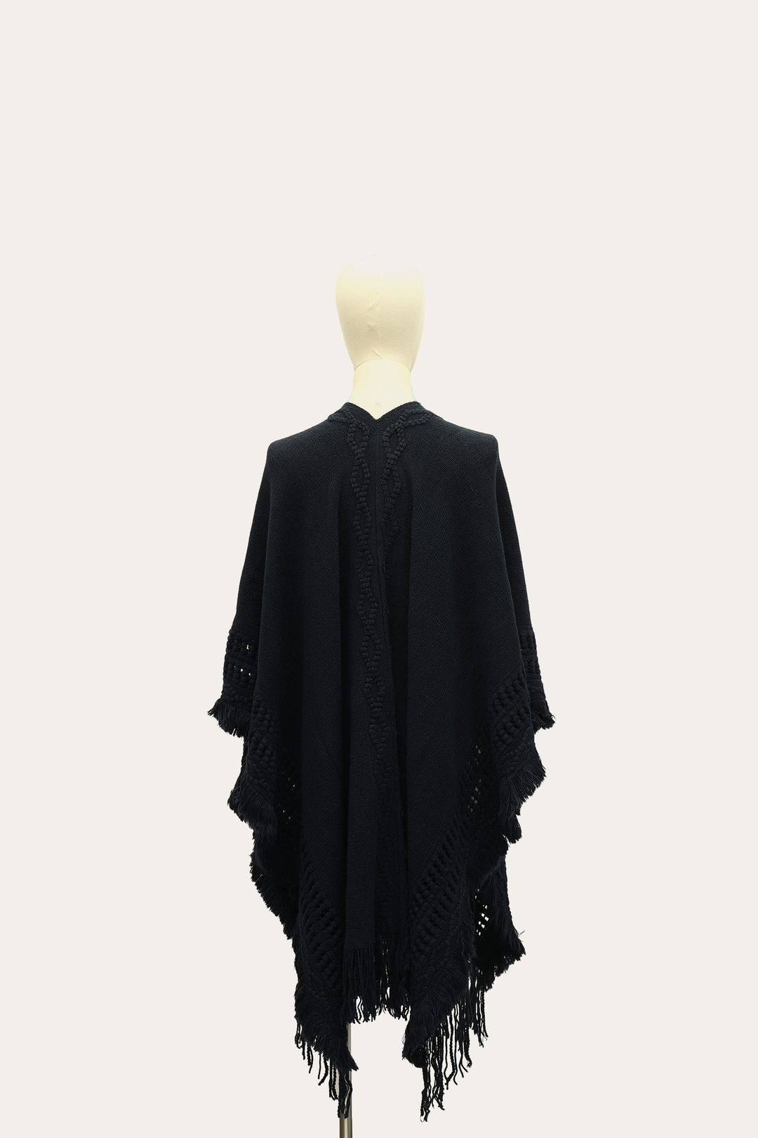 Navy Blazer Embellished Fringe Ruana