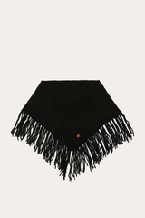 Black Long Fringe Triangle Scarf