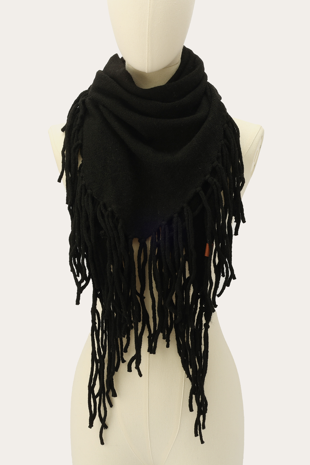 Black Long Fringe Triangle Scarf