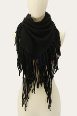 Black Long Fringe Triangle Scarf