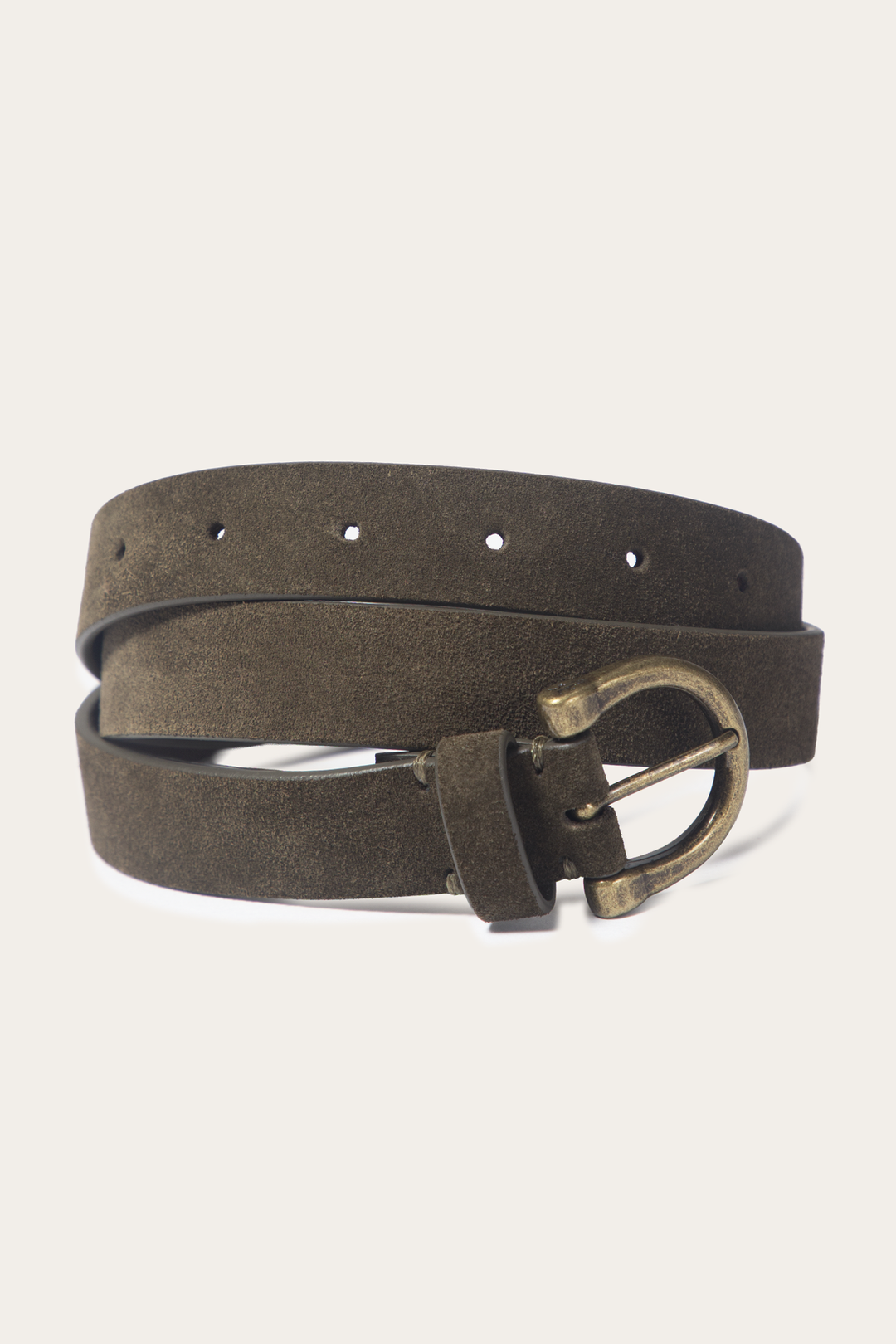 Light Olive 25mm Suede Horseshoe Buckle Belt