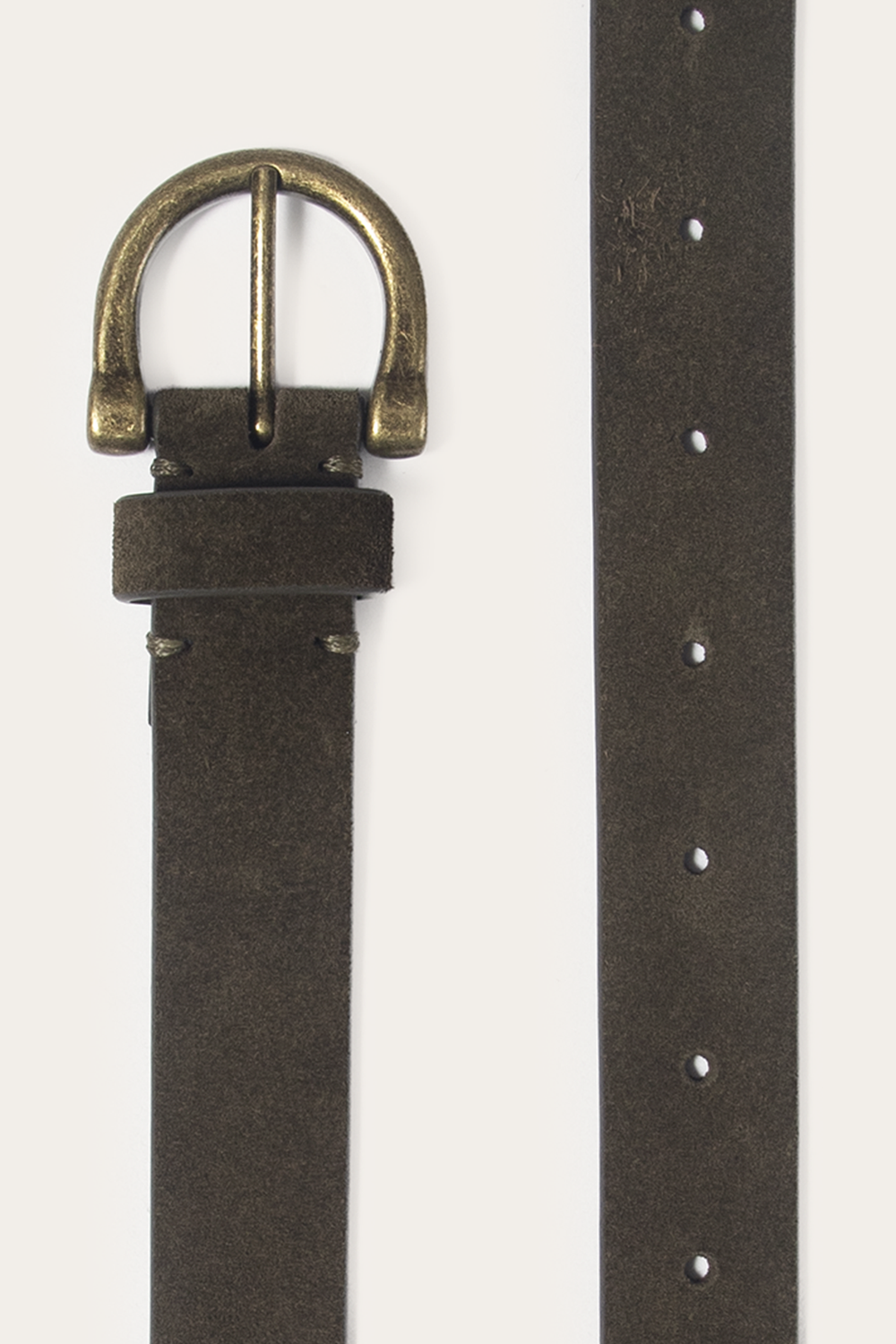 Light Olive 25mm Suede Horseshoe Buckle Belt