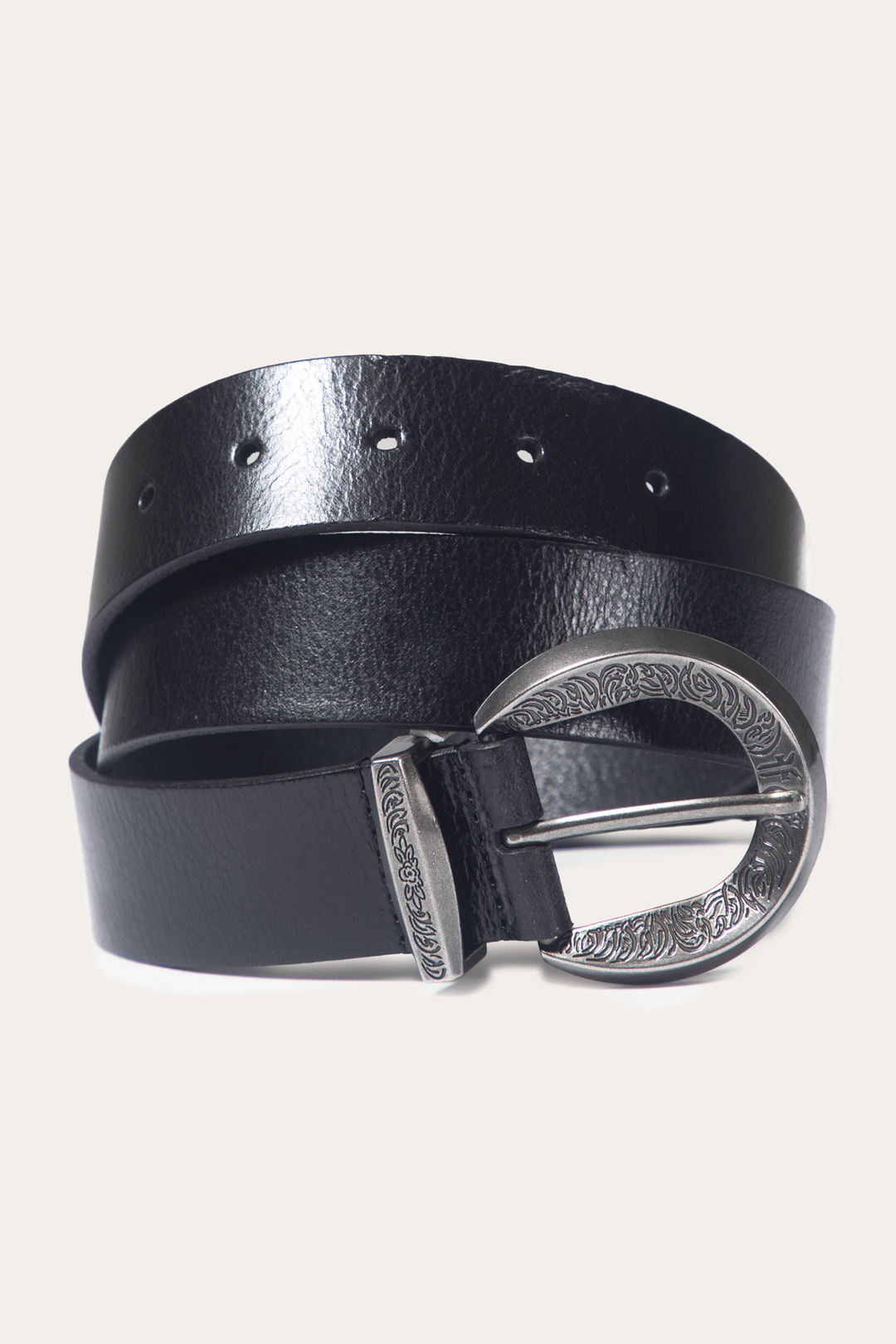 Black 35mm Engraved Buckle Belt