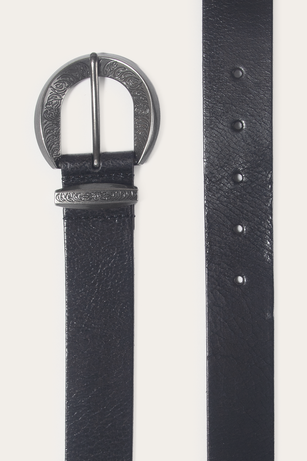 Black 35mm Engraved Buckle Belt