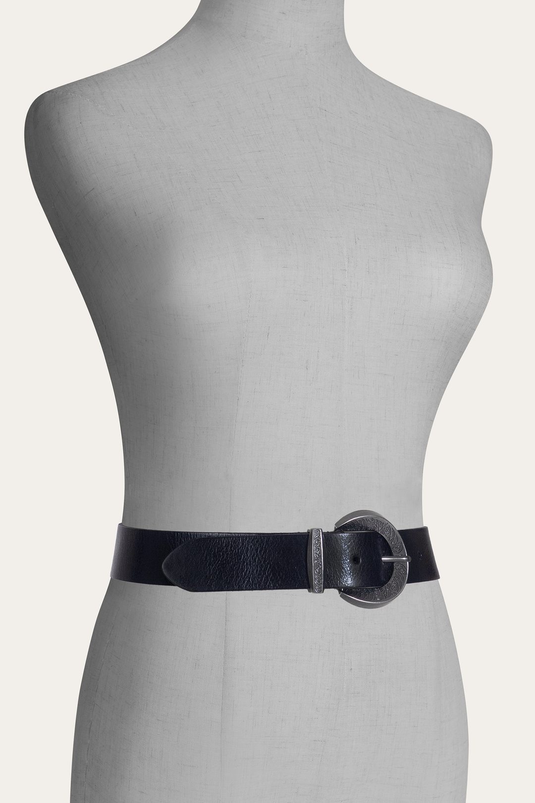 Black 35mm Engraved Buckle Belt