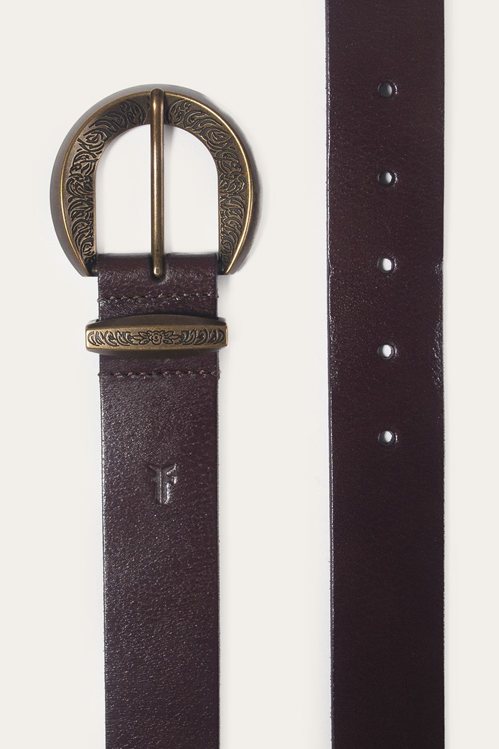 Brown 35mm Engraved Buckle Belt