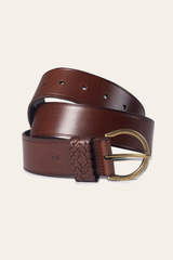 Tan 40mm Belt With Woven Keeper