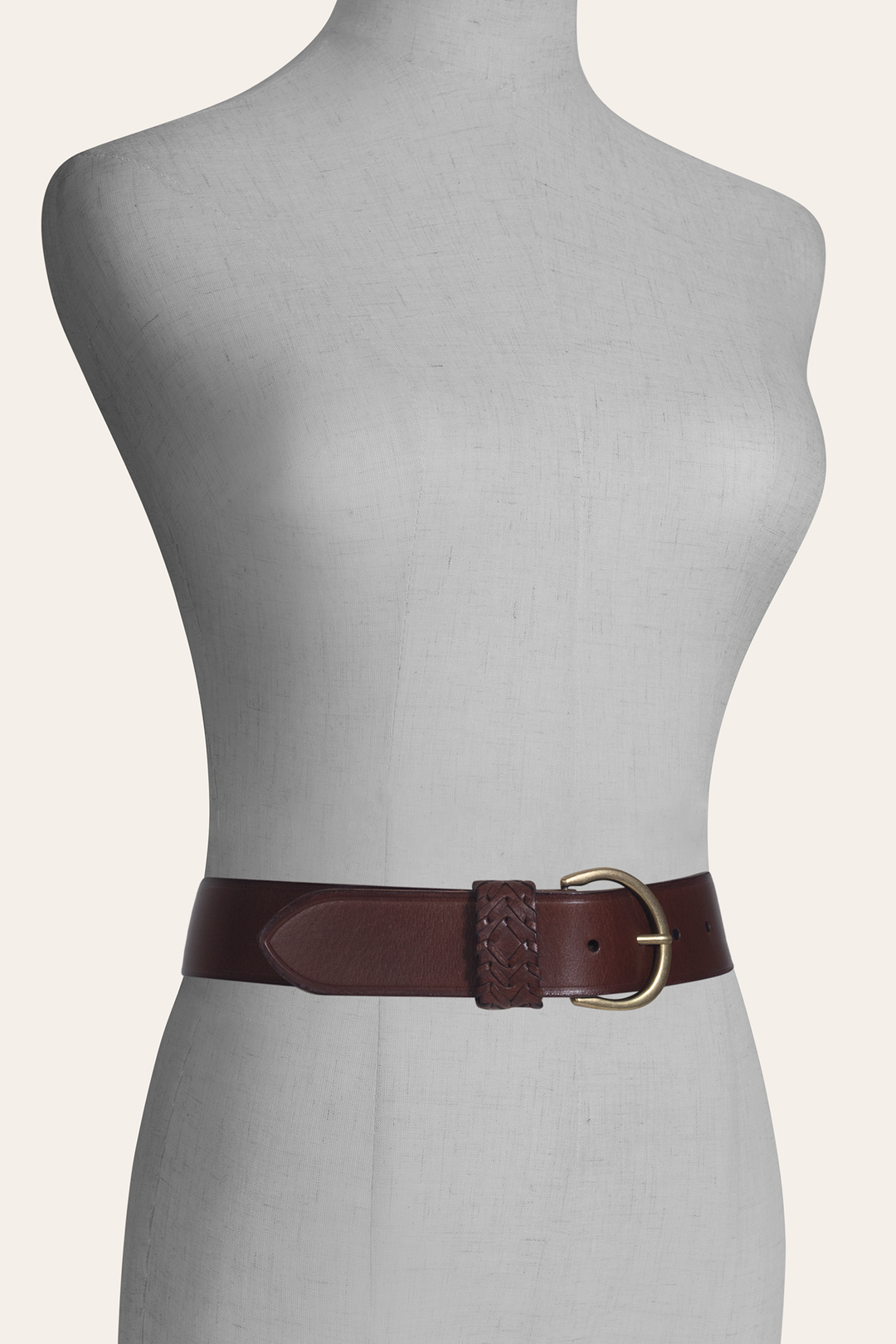 Tan 40mm Belt With Woven Keeper