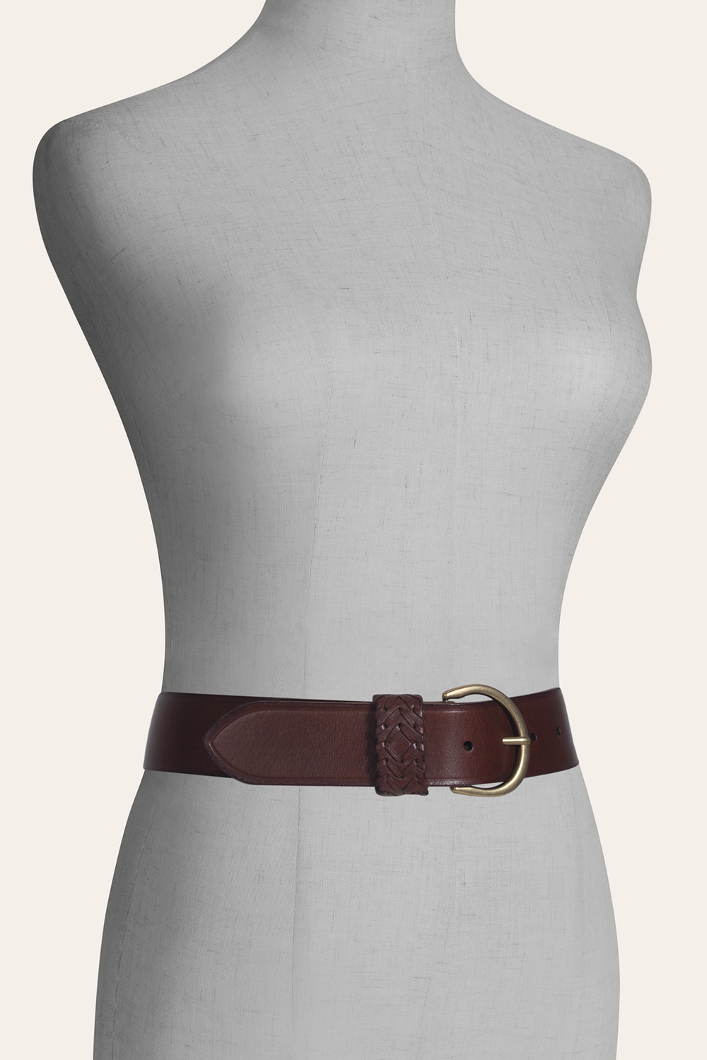 Tan 40mm Belt With Woven Keeper