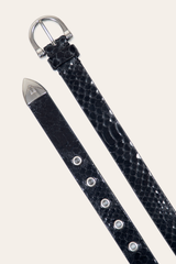 Women’s Black Snake 25mm Horseshoe Buckle Belt With Python