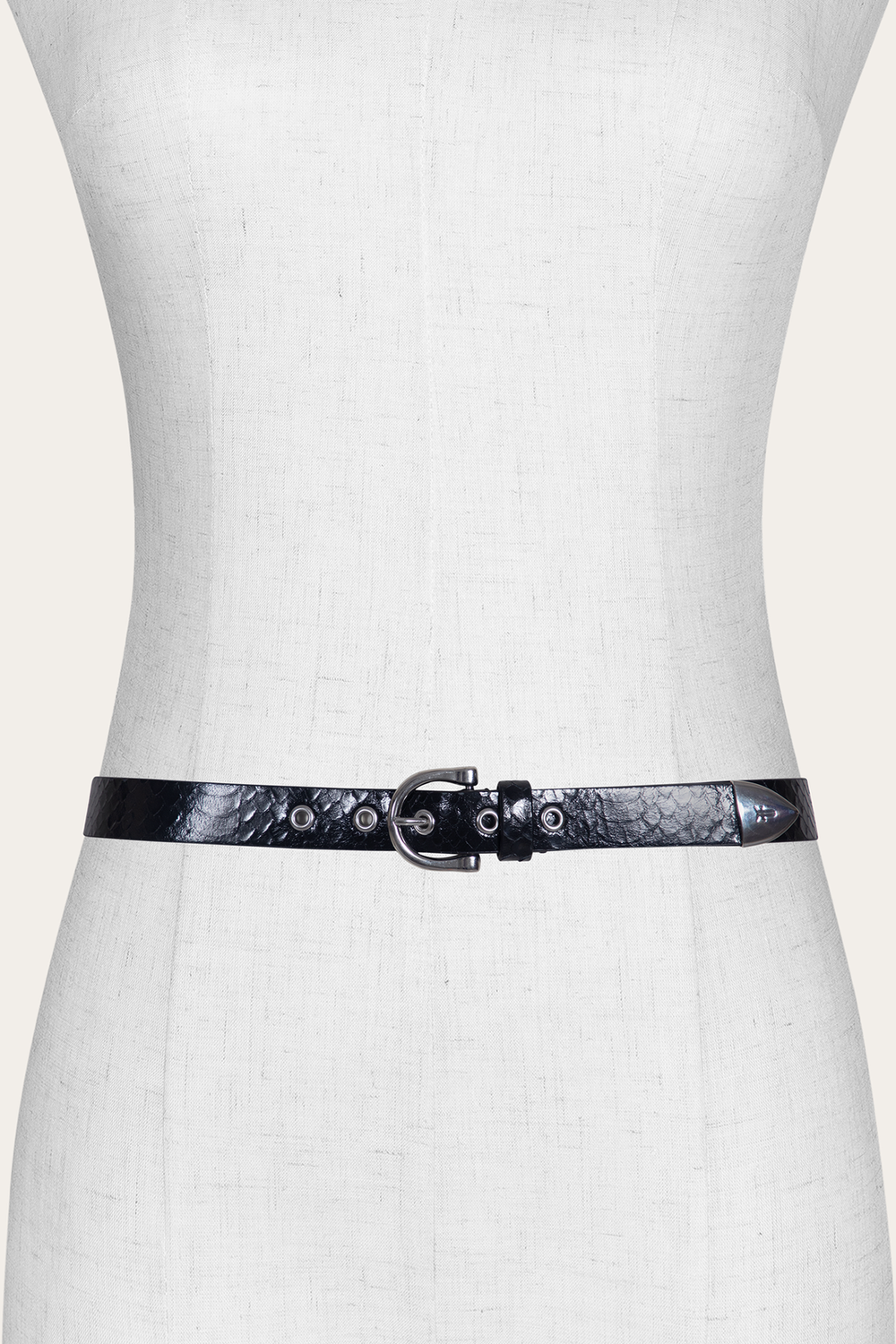 Women’s Black Snake 25mm Horseshoe Buckle Belt With Python