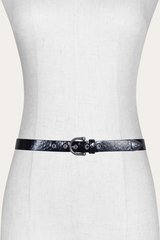 Women’s Black Snake 25mm Horseshoe Buckle Belt With Python