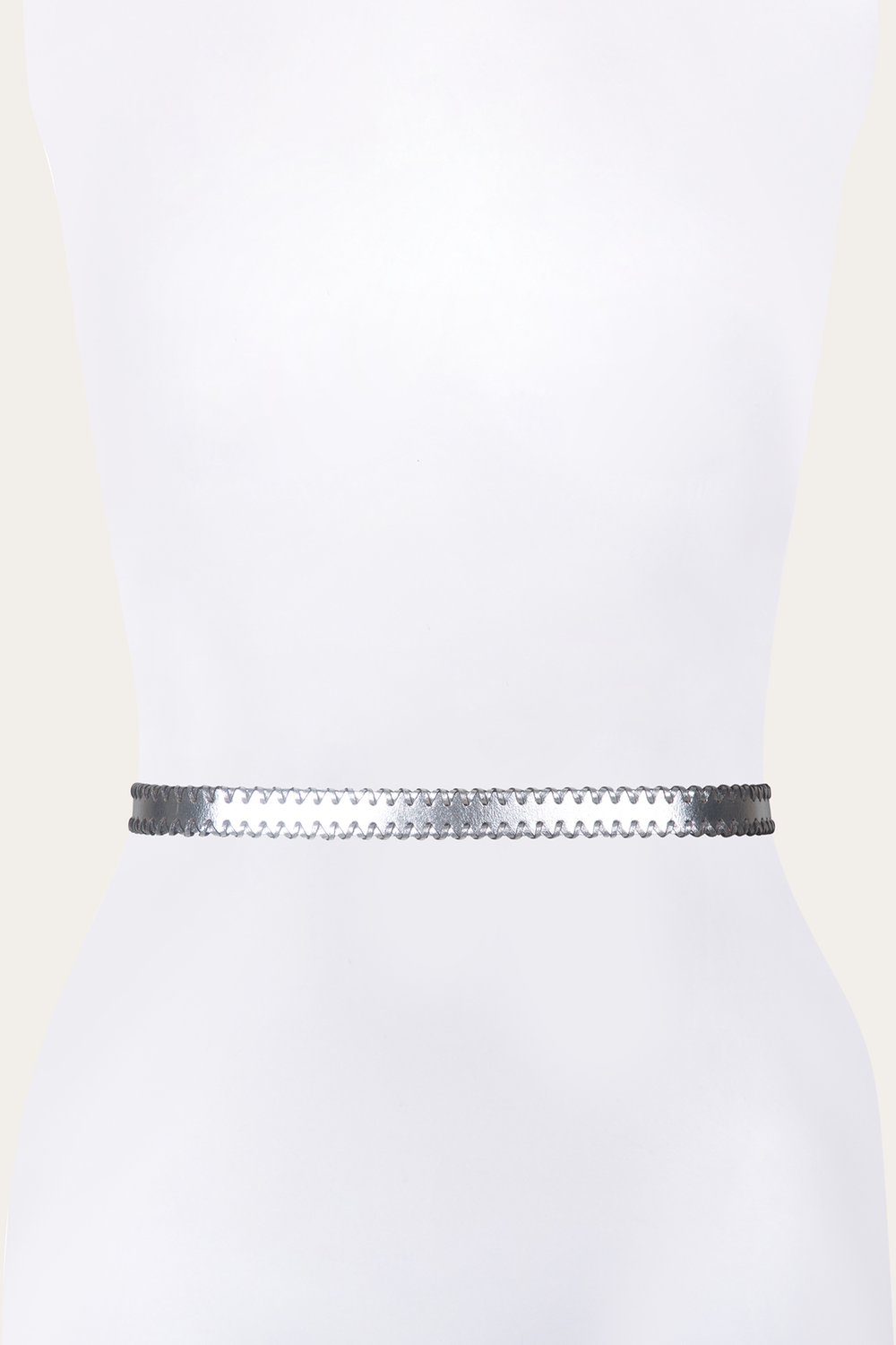 20mm Silver Leather Belt With 3-Piece Buckle Set