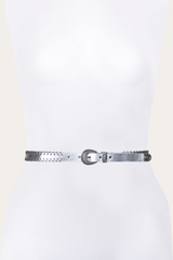 20mm Silver Leather Belt With 3-Piece Buckle Set