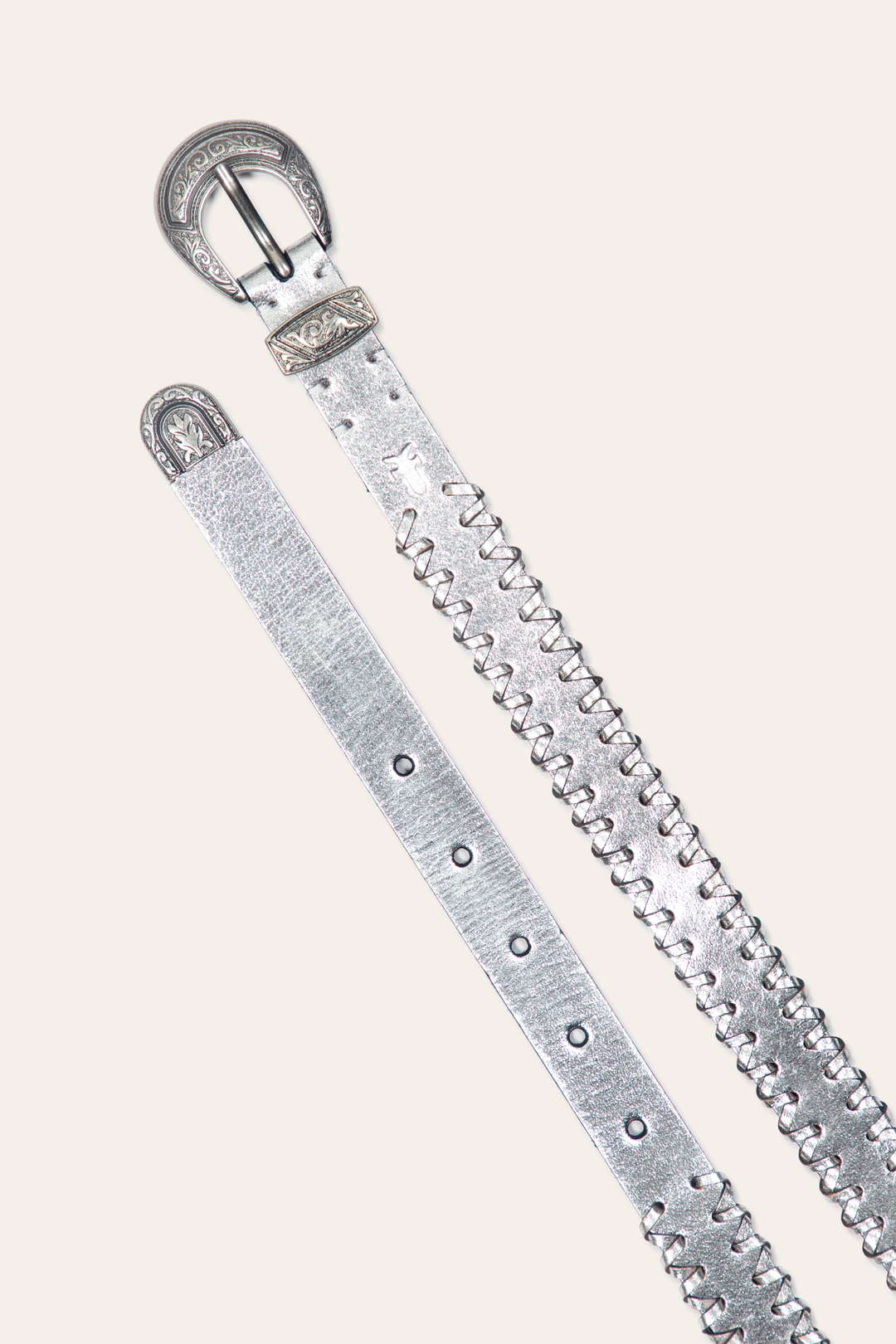 20mm Silver Leather Belt With 3-Piece Buckle Set