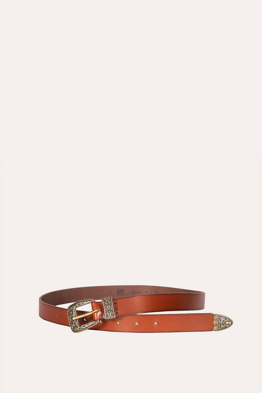 25mm Tan Logo Western Belt