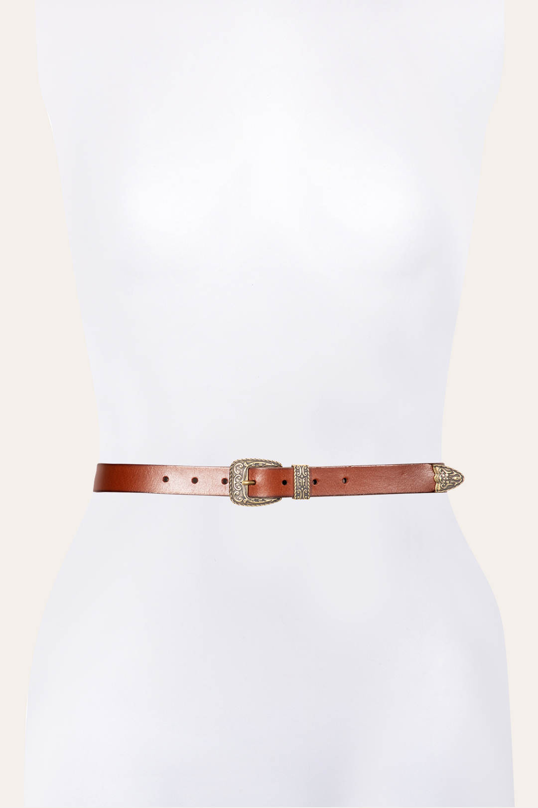 25mm Tan Logo Western Belt