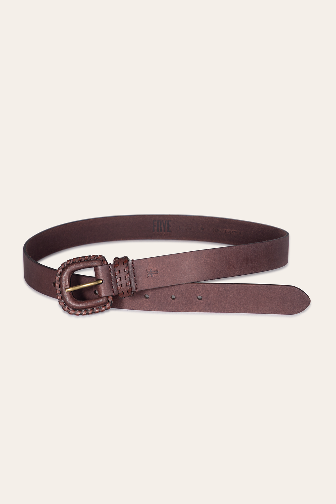30mm Brown Leather Belt With Covered Buckle