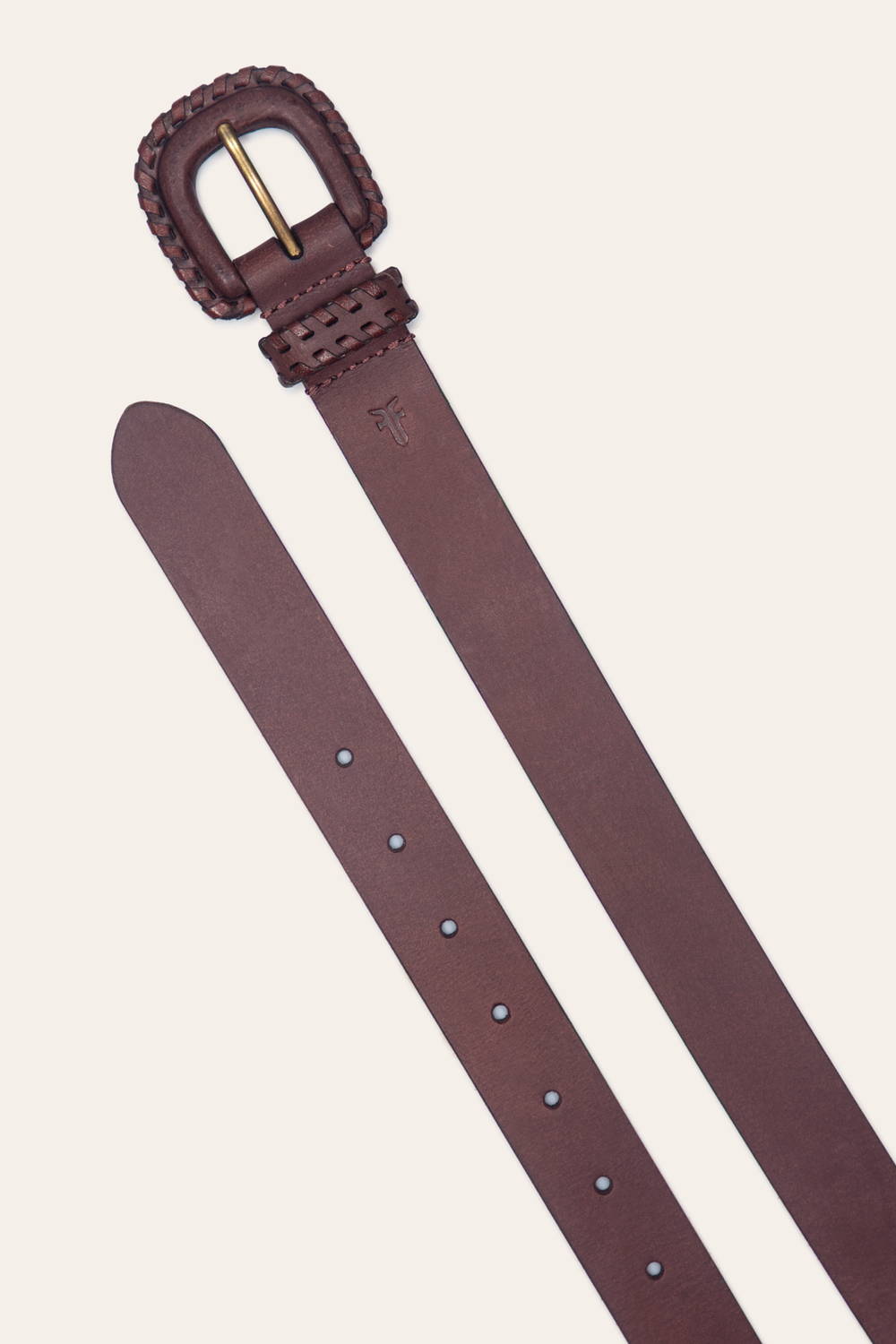30mm Brown Leather Belt With Covered Buckle