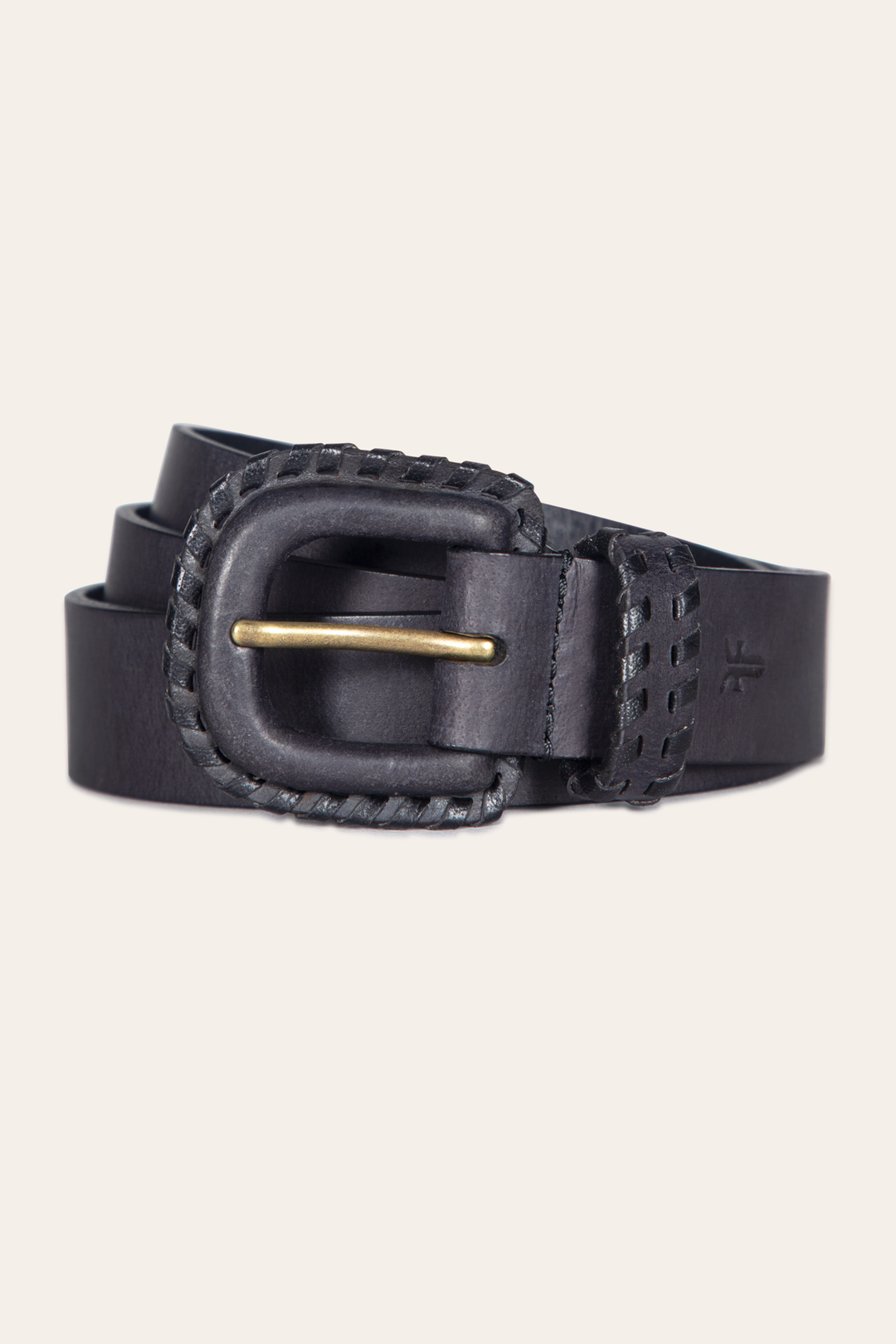 30mm Black Leather Belt With Covered Buckle