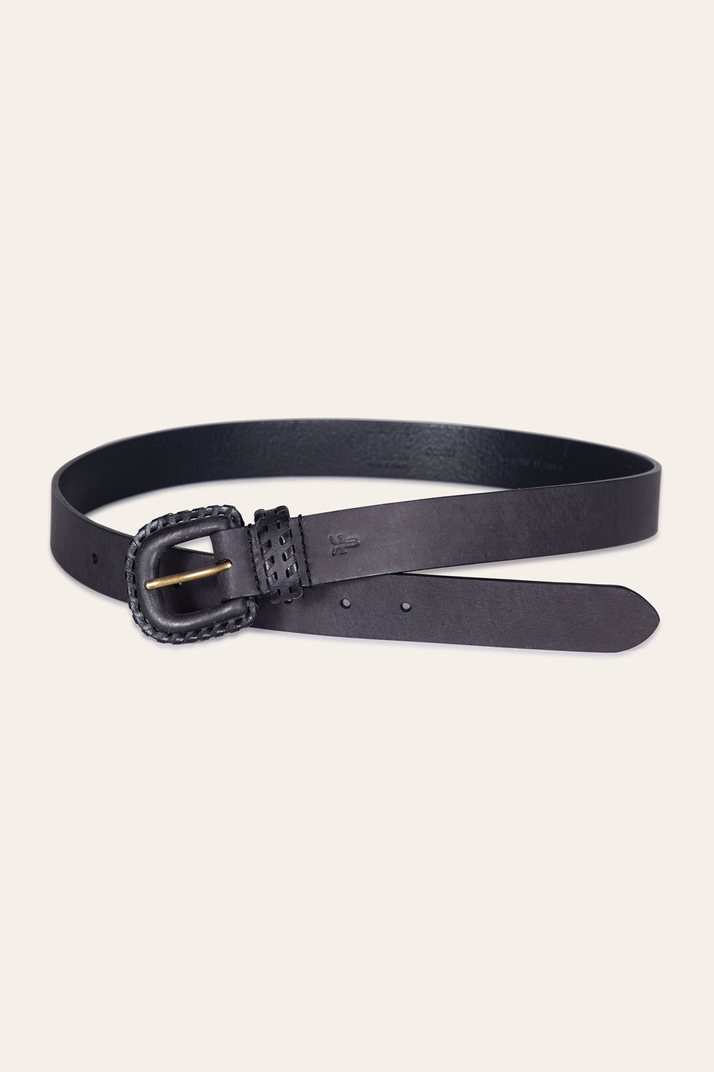 30mm Black Leather Belt With Covered Buckle