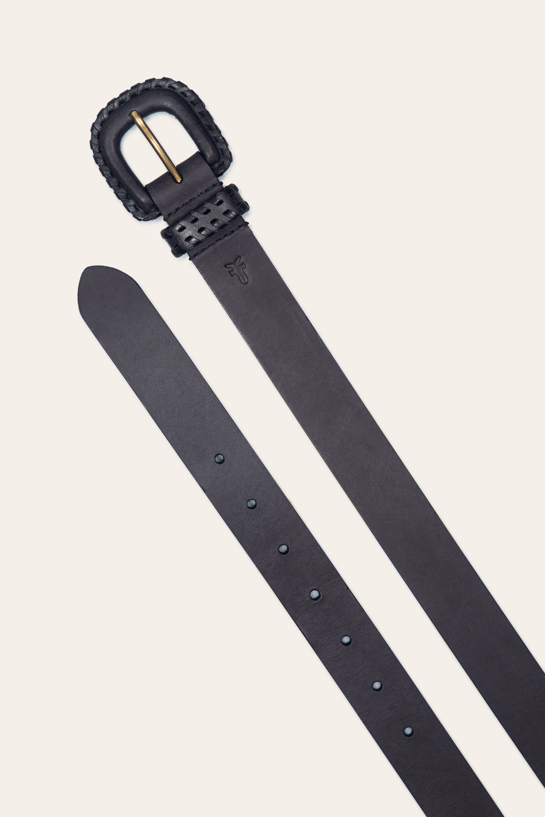 30mm Black Leather Belt With Covered Buckle
