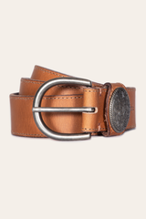 Women’s Beige 35mm Belt With Concho On Loop