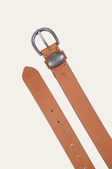 Women’s Beige 35mm Belt With Concho On Loop