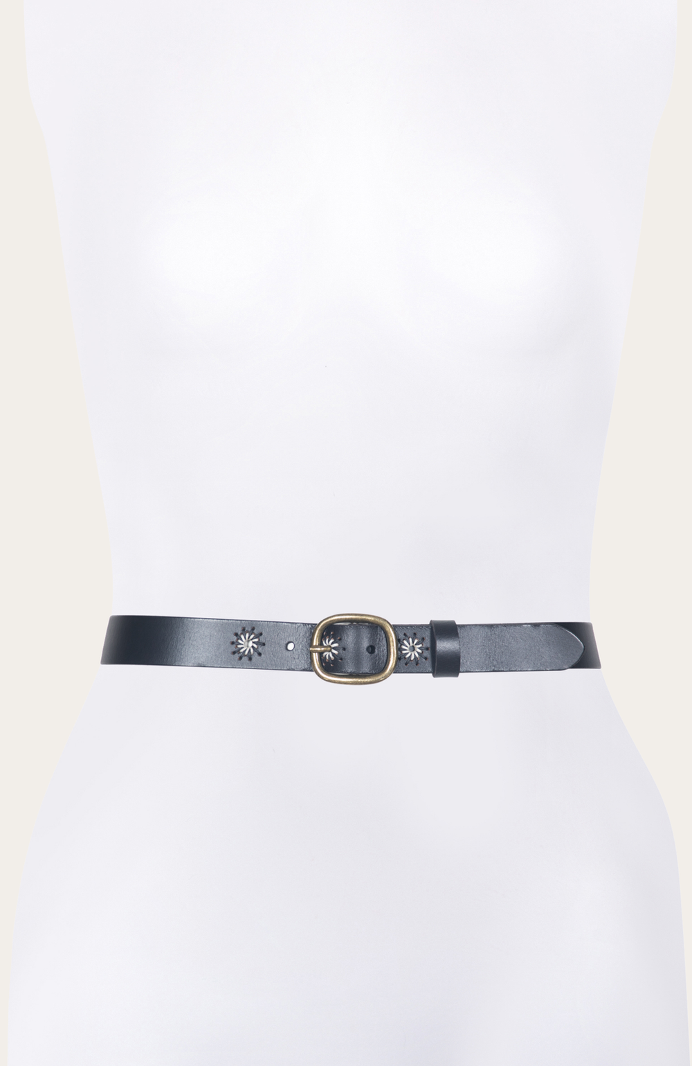 30mm Black Belt With Embroidered Holes