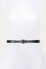 20mm Black Leather Belt With 3-Piece Buckle Set