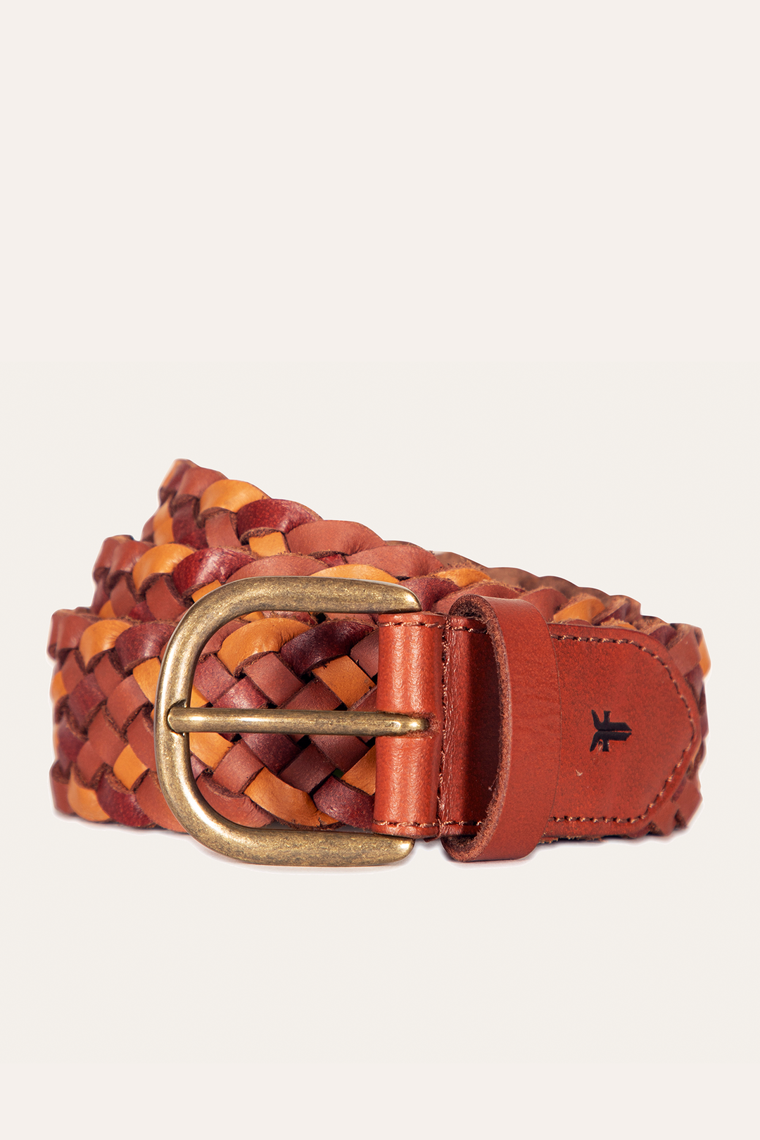 35mm Tonal Woven Leather Belt in Tan