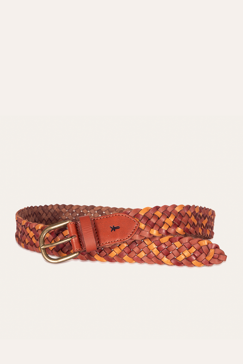 35mm Tonal Woven Leather Belt in Tan