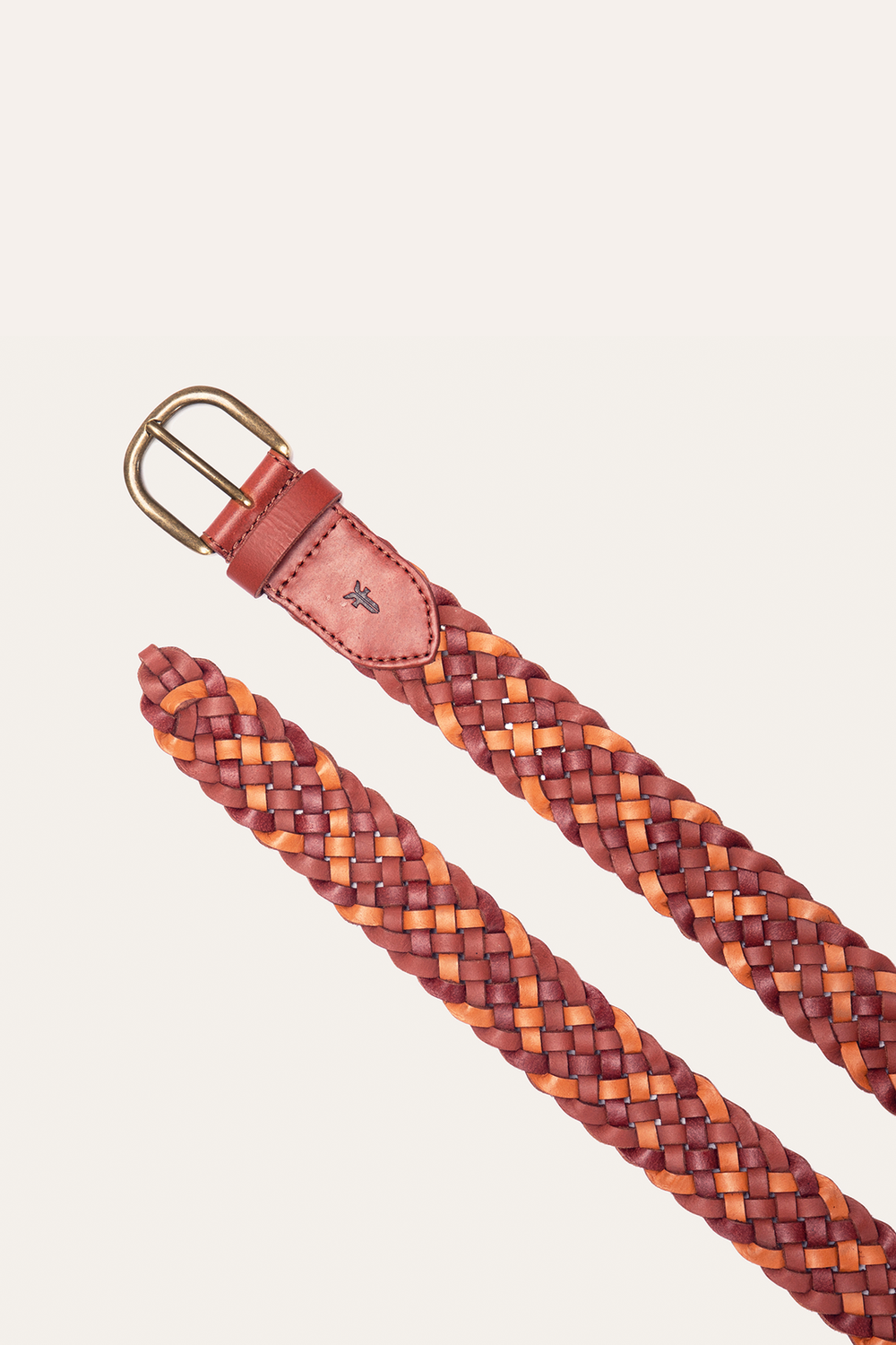 35mm Tonal Woven Leather Belt in Tan