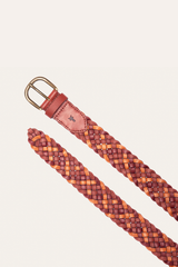 35mm Tonal Woven Leather Belt in Tan