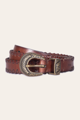 20mm Tan Leather Belt With 3-Piece Buckle Set