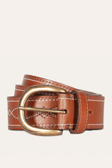 40mm Tan Belt With 2-Tone Stitch