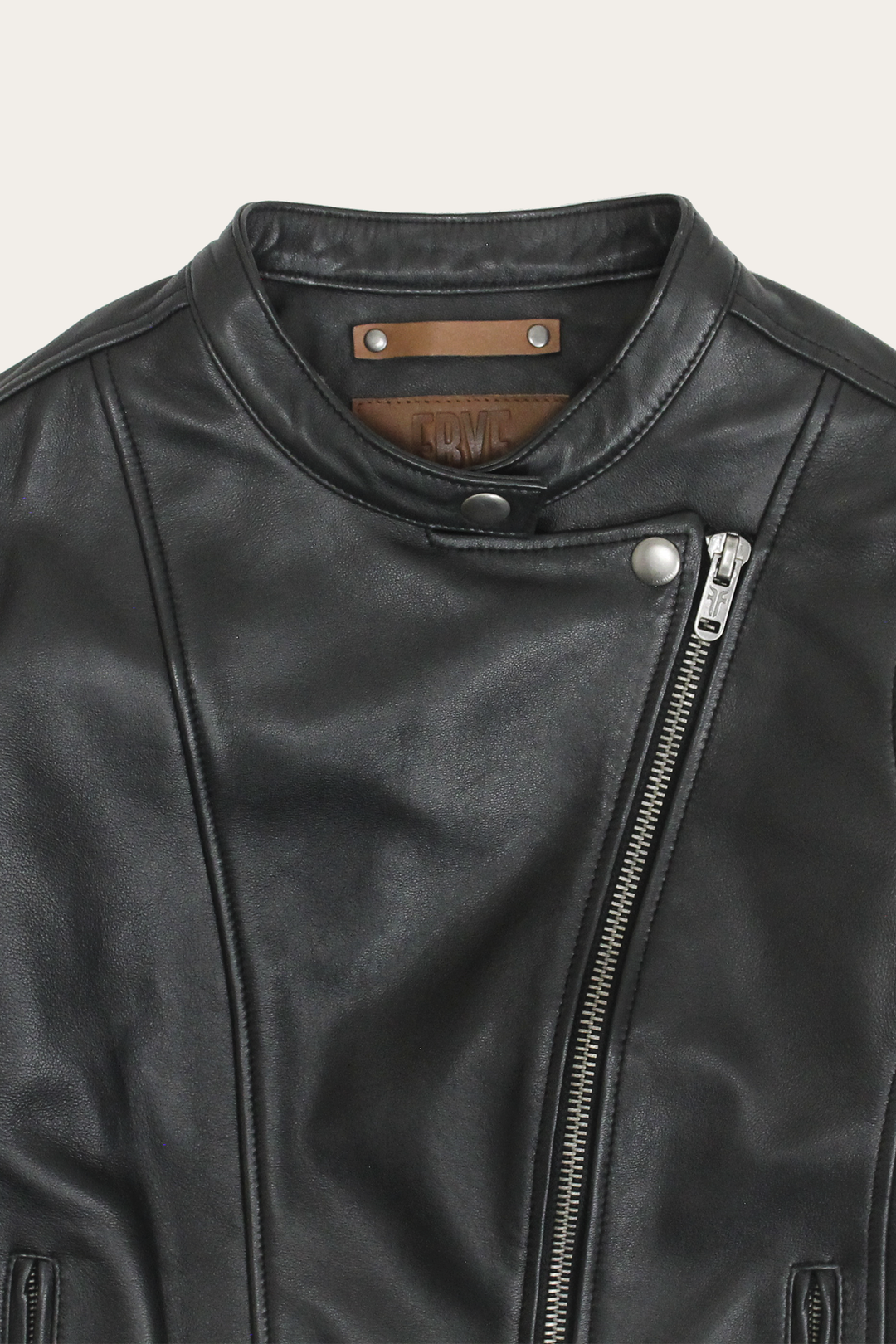 Women’s Black Heathe Leather Racer Jacket