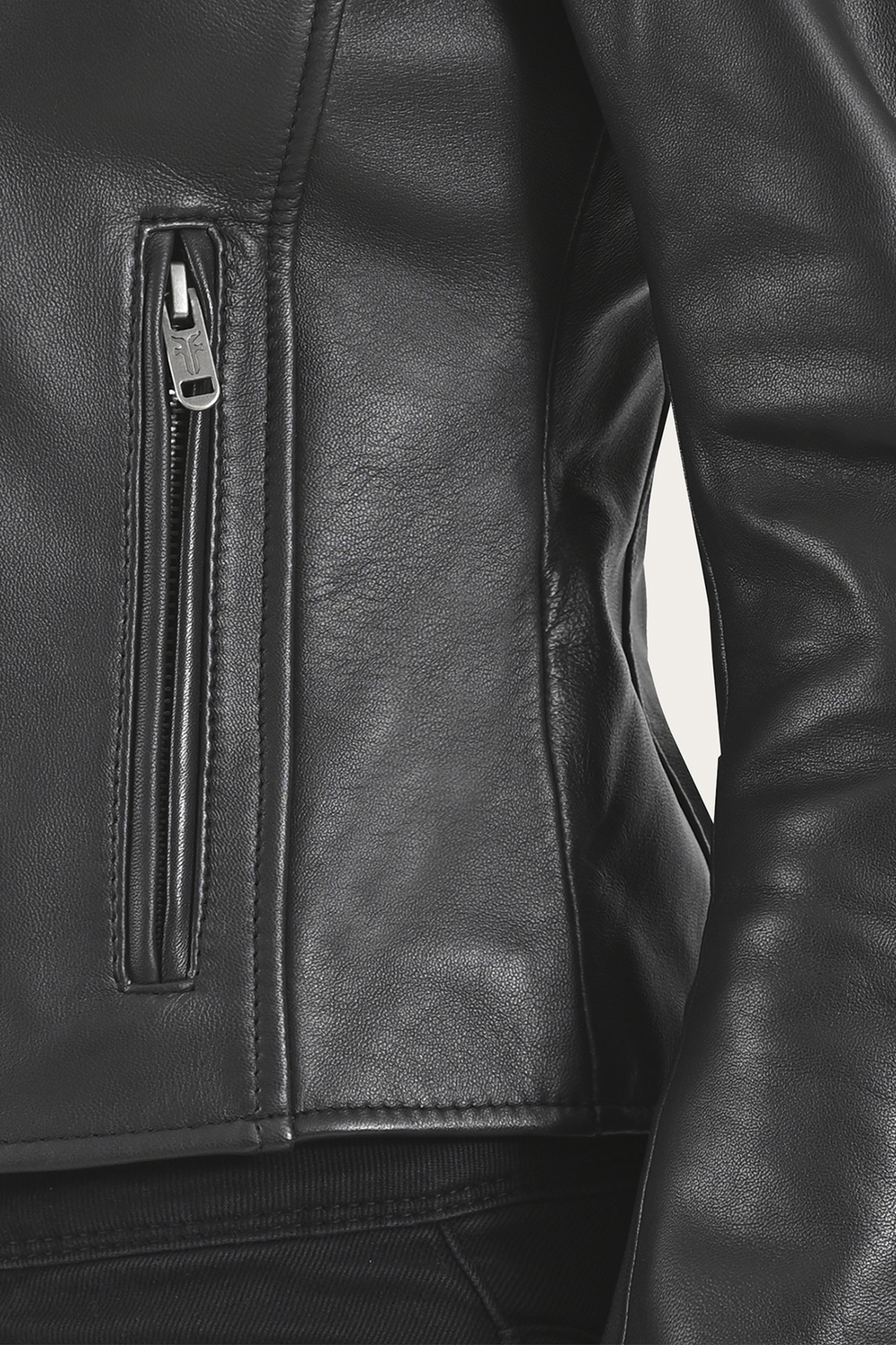 Women’s Black Heathe Leather Racer Jacket