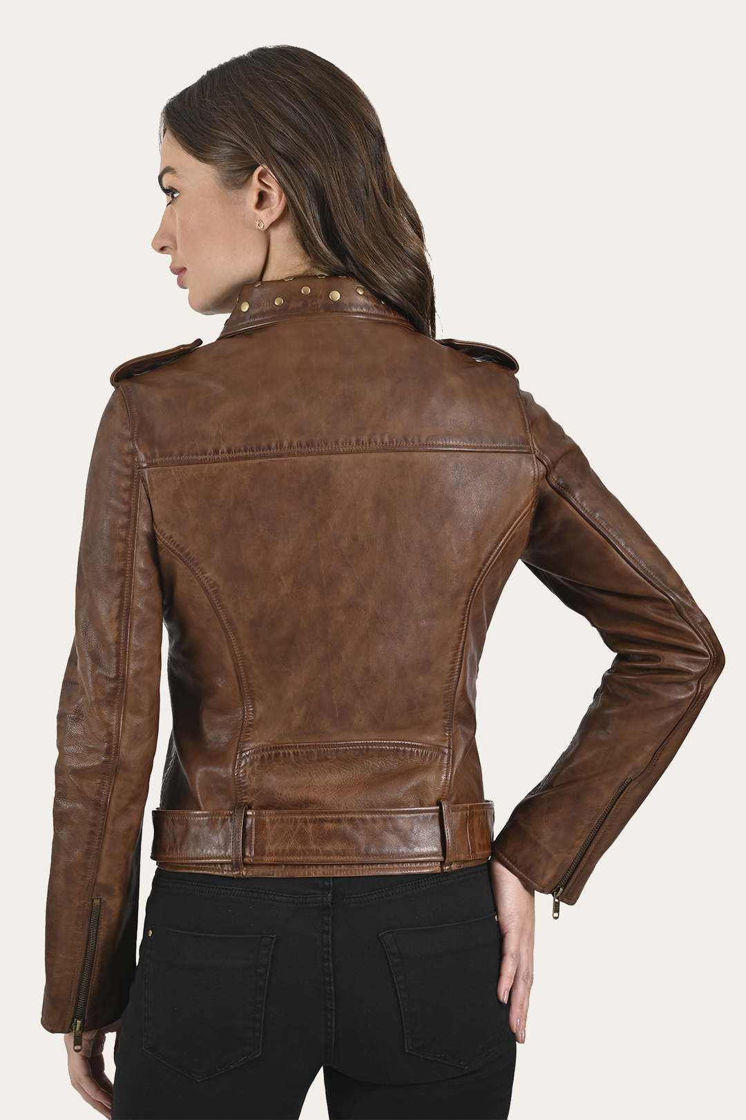 Women’s Tobacco Linc Biker Leather Jacket