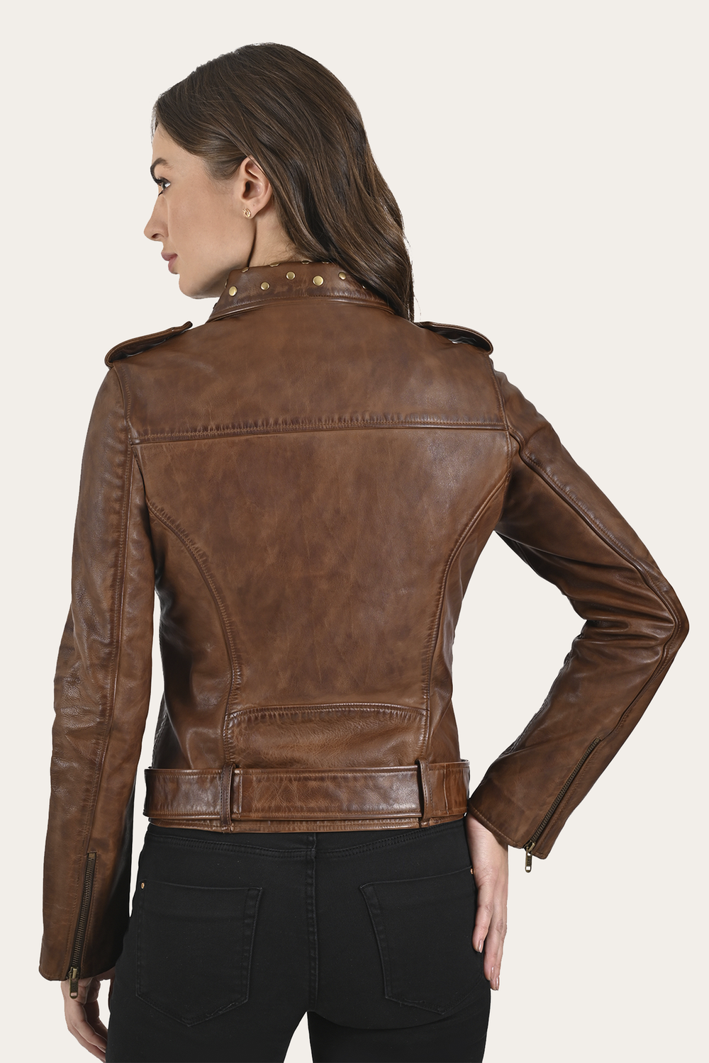 Women’s Tobacco Linc Biker Leather Jacket