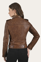 Women’s Tobacco Linc Biker Leather Jacket