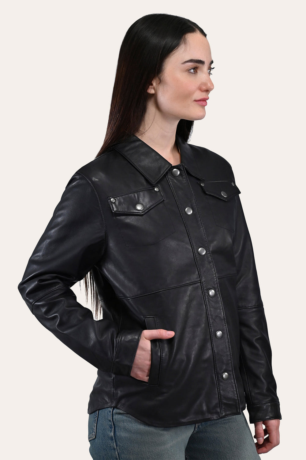 Women’s Black Obadiah Leather Shacket