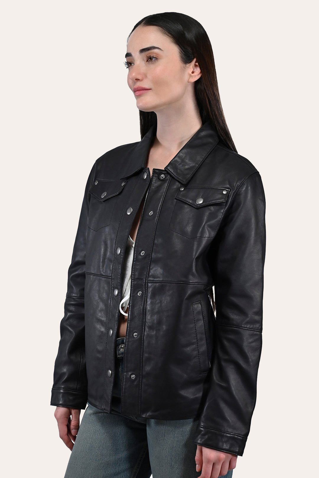 Women’s Black Obadiah Leather Shacket