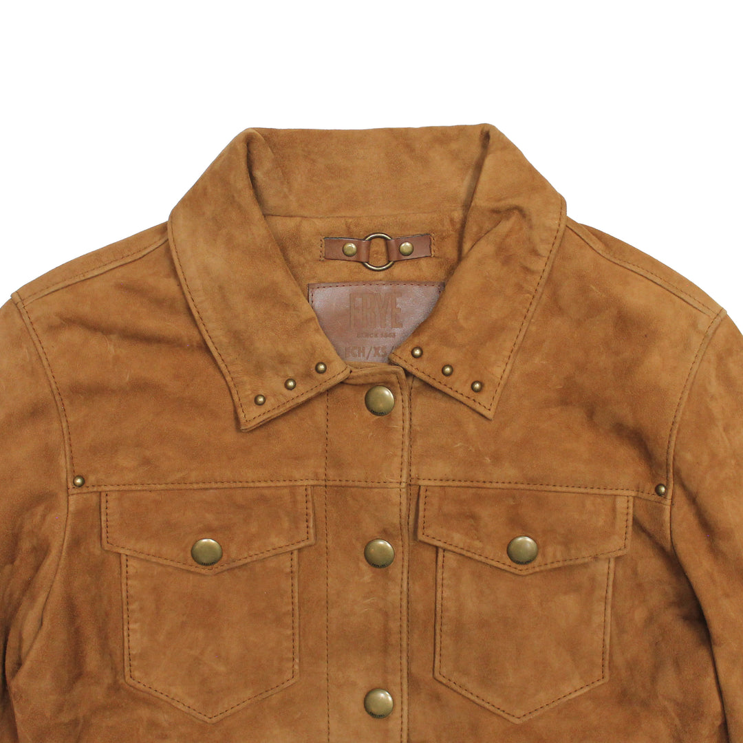 Women’s Medium Brown Nash Fringed Suede Trucker Jacket