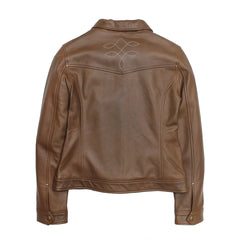 Women’s Medium Brown Callum Trucker Leather Jacket