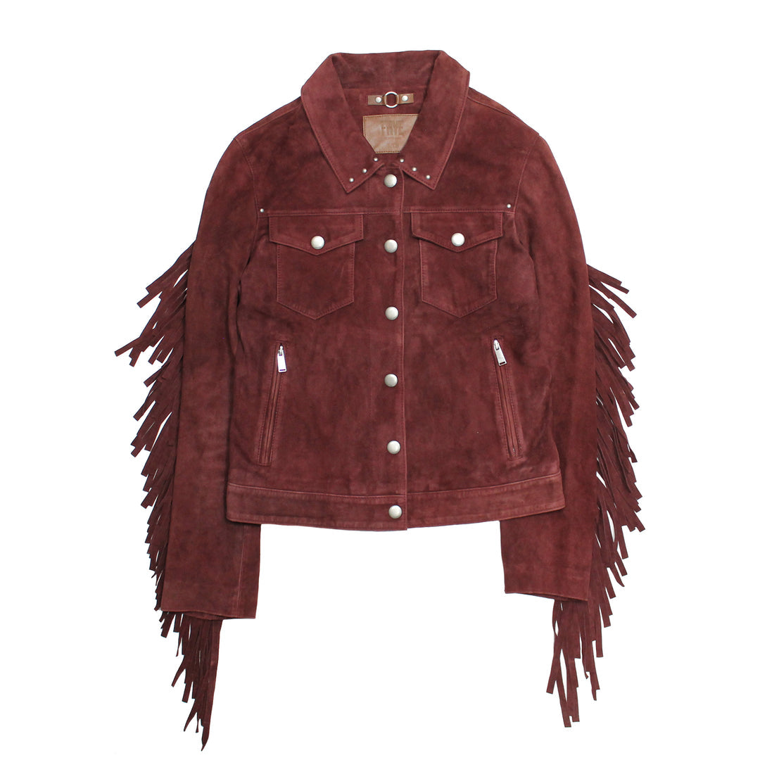 Women’s Oxblood Nash Trucker Suede Jacket