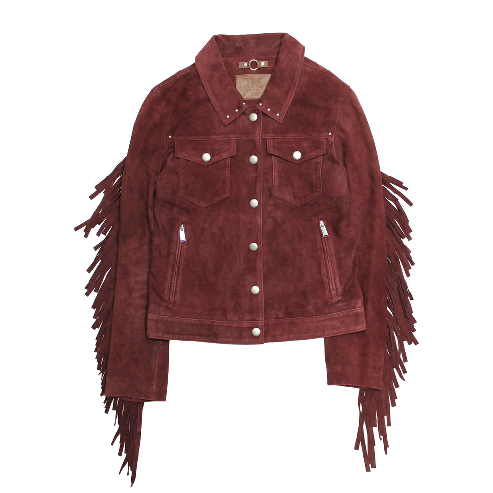 Women’s Oxblood Nash Trucker Suede Jacket